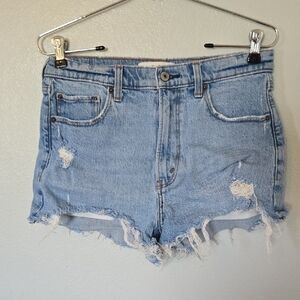 Abercrombie & Fitch | Distressed The Mom Short High Rise Denim Shorts Size 27/4